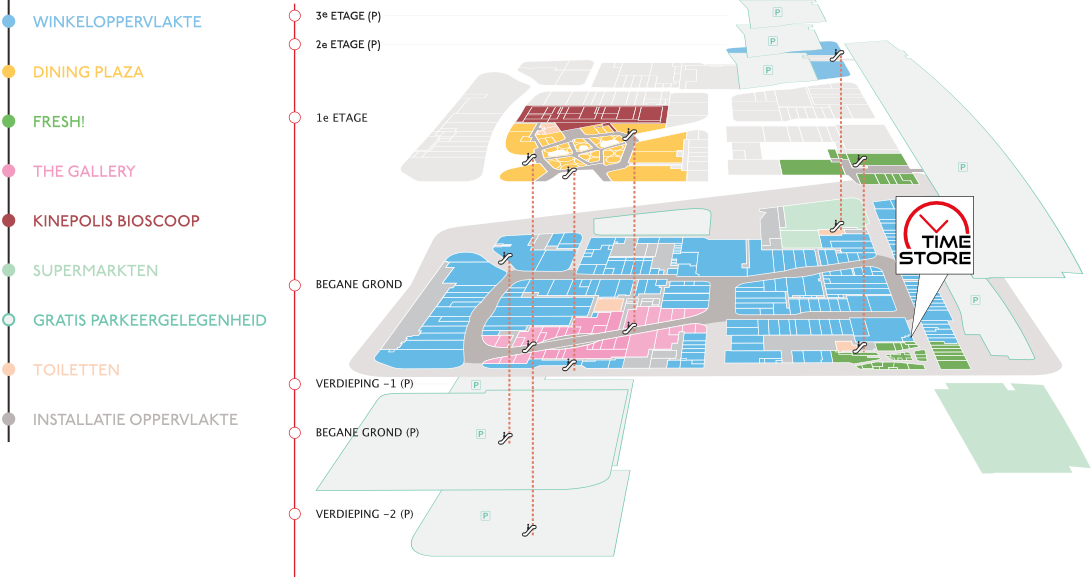 Plattegrond Mall of The Netherlands - Time Store